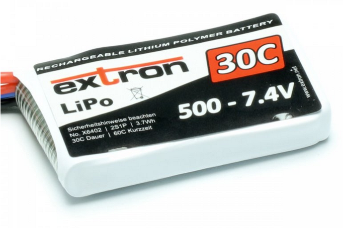 Accu Lipo 500mAh 2S 30C Extron Lipo 2S (7,4v)