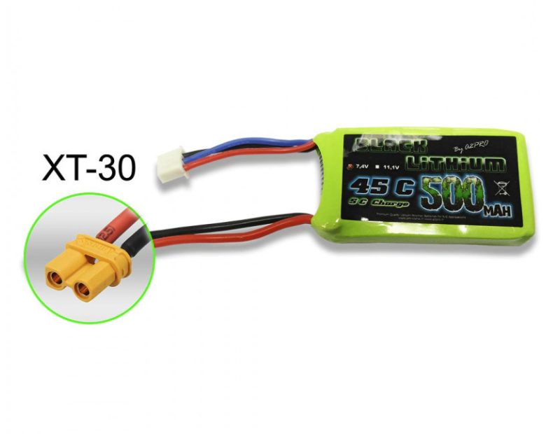 Accu Lipo 500mAh 2s 45C XT30 Black Lithium