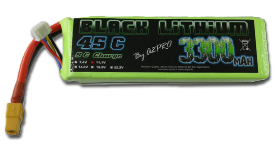 Accu lipo Black Lithium 3300mAh 3s 45c Lipo 3S (11,1V)