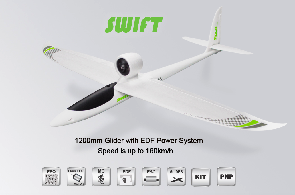 Planeur SWIFT 1200mm à Turbine Top Rc Hobby