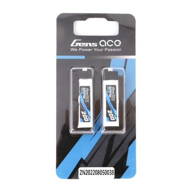 Lot de 2 accus lipos 200mAh 3,7V 45C Gens Ace