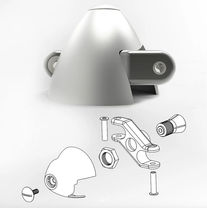 Cone Alu Ø35mm  pour hélice repliable Adaptateur d'hélice