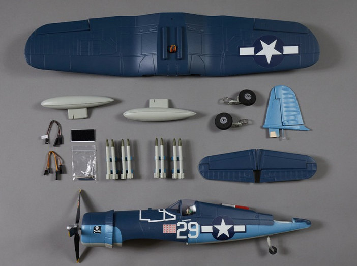 Warbird F4U Corsair bleu PNP 750mm Derbee Warbird