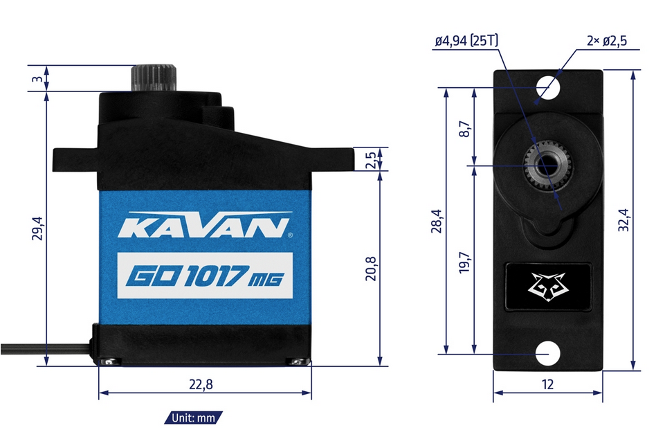 Servo GO-1017Mg 17gr Kavan 