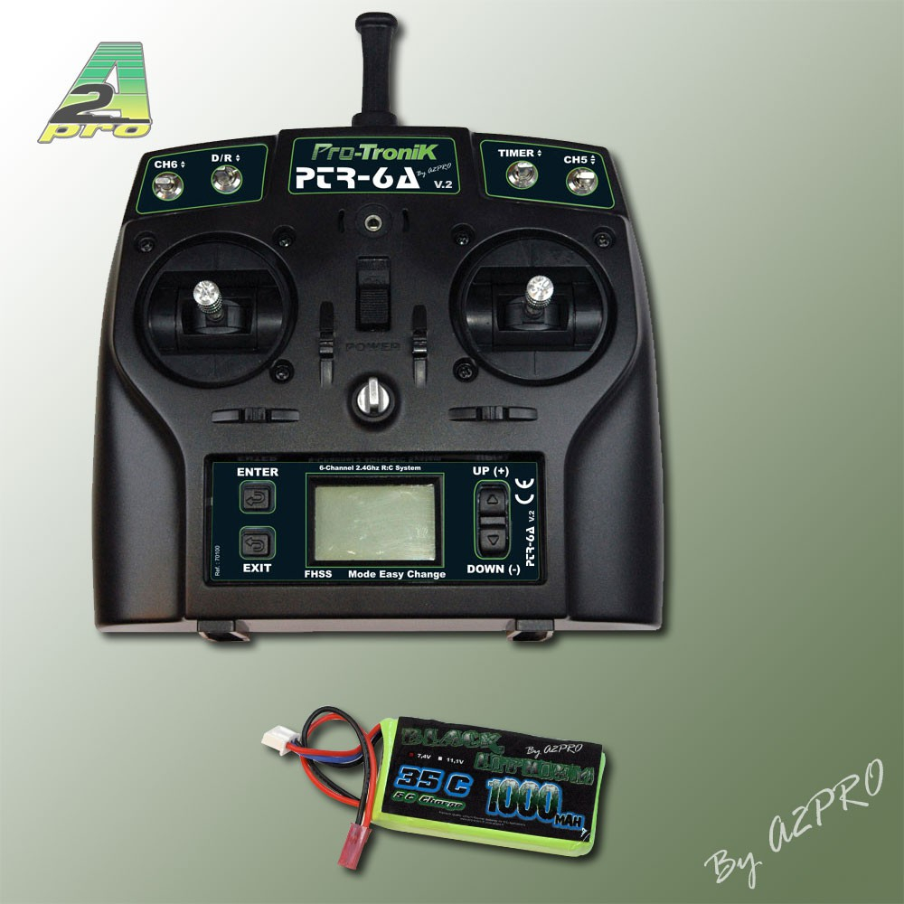 Radio Programmable PTR-6A Pro-Tronik V2 avec lipo 1000mAh 2s 