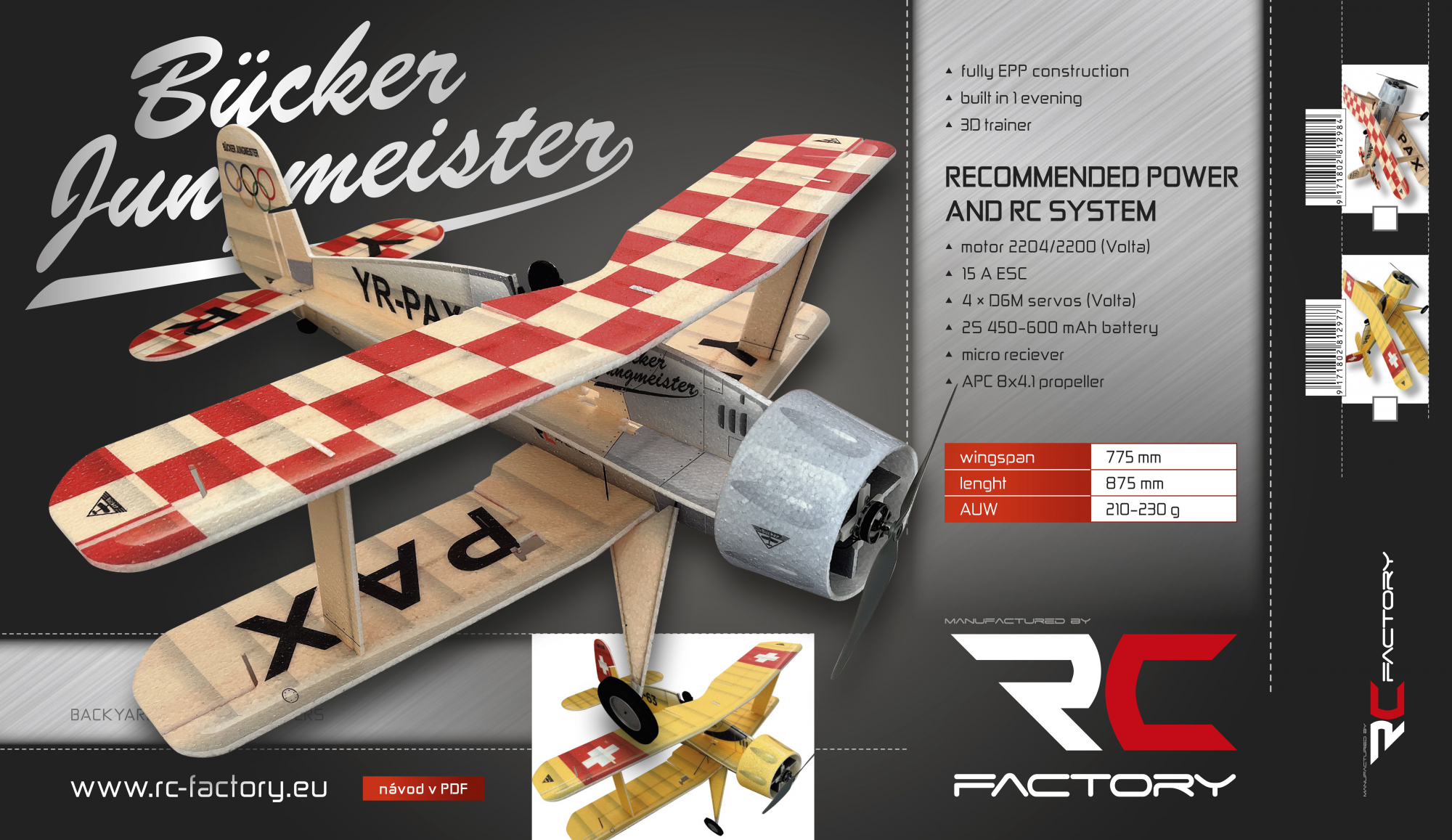 Bucker Jungmeister Jaune Rc Factory