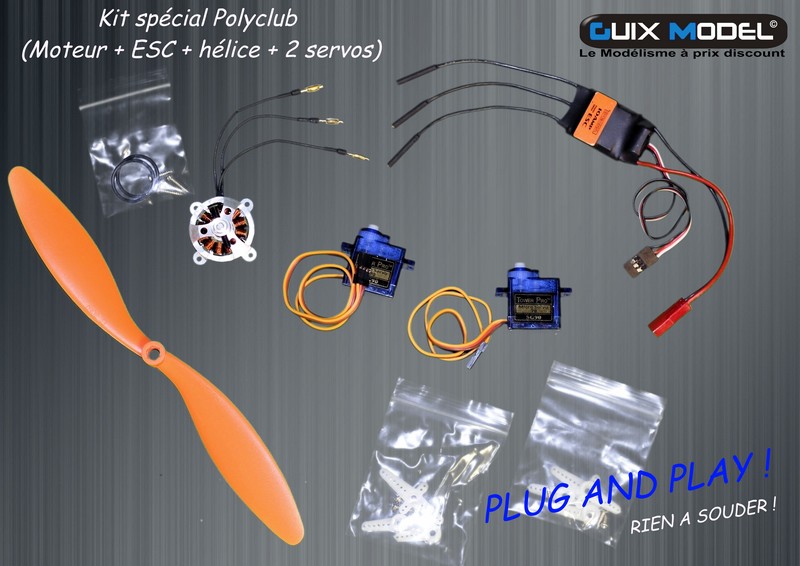 Kit spécial Polyclub (Moteur + ESC + hélice + 2 servos) Ministar EPP