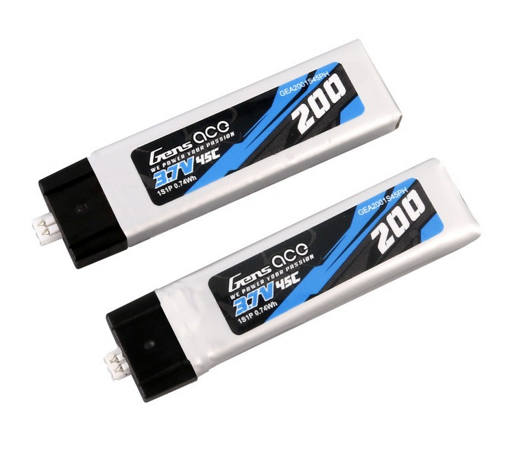 Lot de 2 accus lipos 200mAh 3,7V 45C Gens Ace