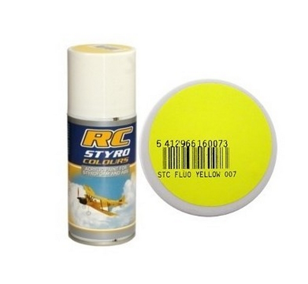 Bombe de peinture jaune fluo rc styro (150ml)